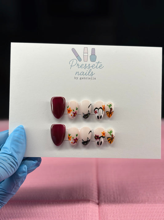 Black Cat With Flowers