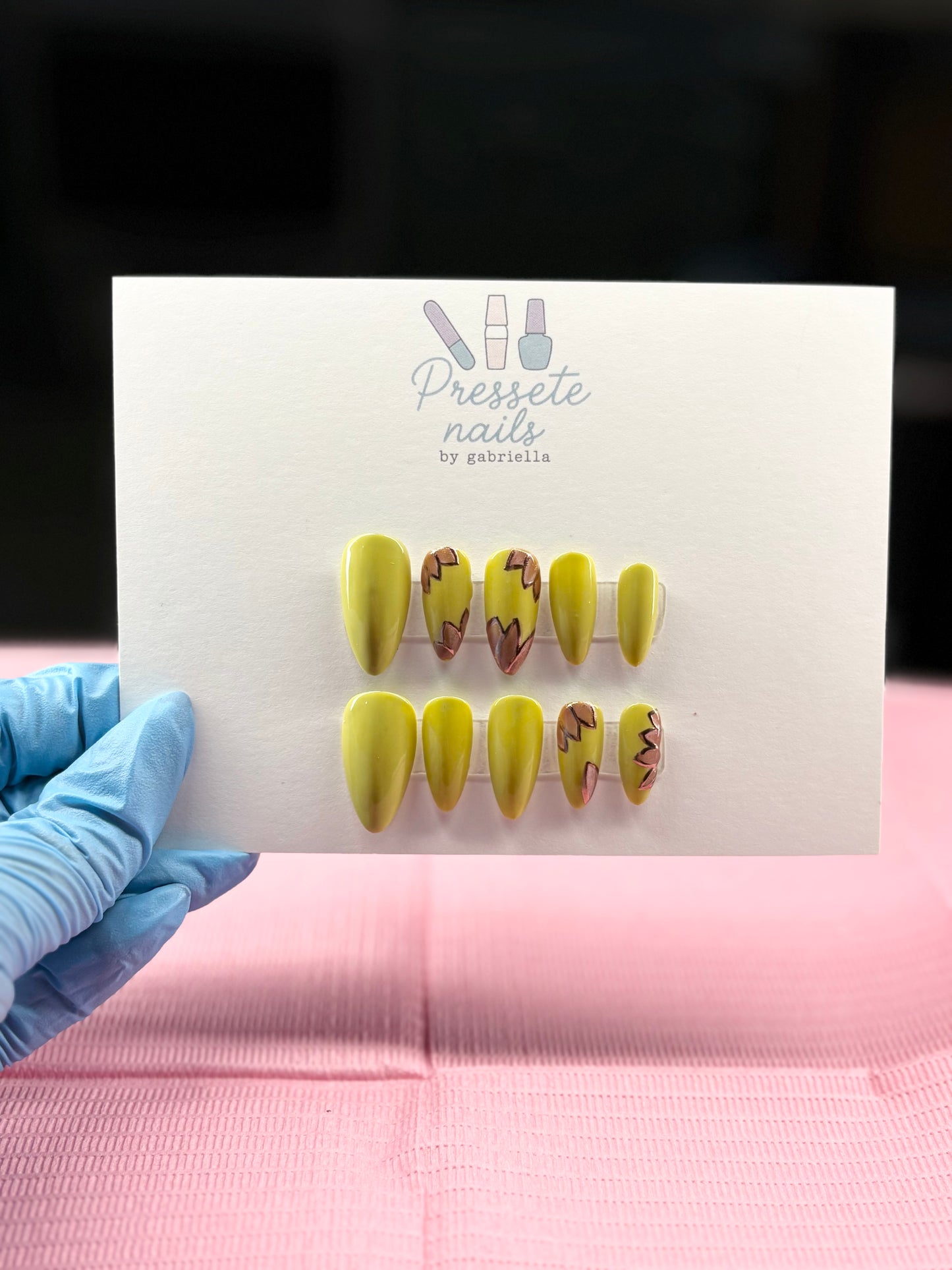 Green with rose gold flowers