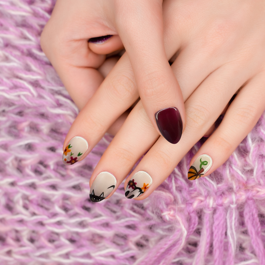 Black Cat With Flowers