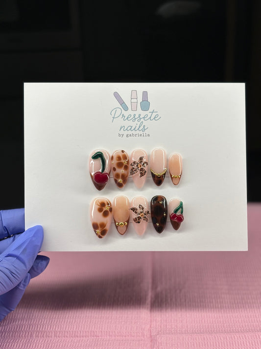 3D cherries and flowers