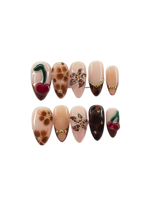 3D cherries and flowers