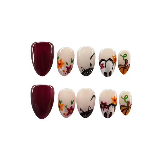 Black Cat With Flowers