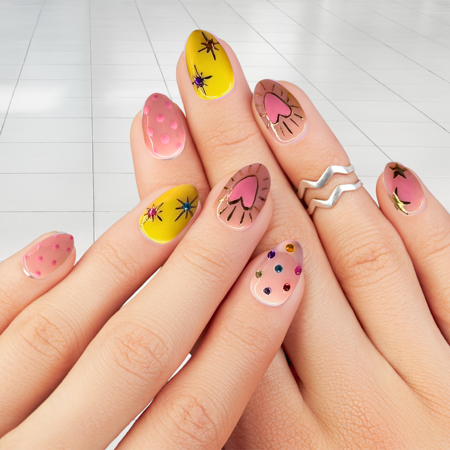 Pink Stars with rhinestones