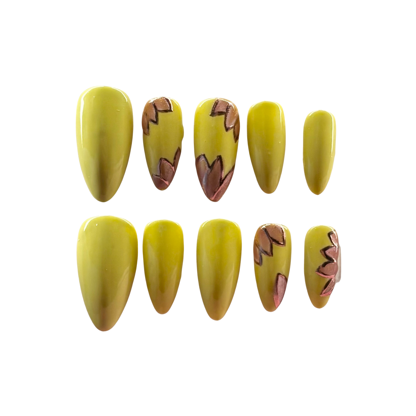 Green with rose gold flowers