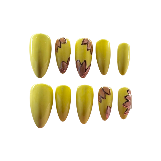 Green with rose gold flowers