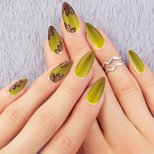 Green with rose gold flowers